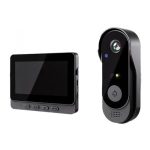 L Sonnette Vid&eacute;o Sans Fil 4,3 pouces Connexion 2,4 G &Eacute;tanch&eacute;it&eacute; IP66 Vid&eacute;o haute Aucun per&ccedil;age requis Interphone vision nocturne - Neuf