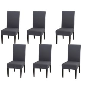 Stretch Housses de Chaise (Gris) de l'Ensemble des 6, Universel Amovible Lavable Salle a Manger Housse, Moderne, Durable pour l'Accueil de l'Hotel Restaurant de la Partie Cuisine Decoration - Neuf