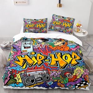 X Cm Housse De Couette Polyester Coton Housse De Couette Personnes Avec Taies D'oreiller X Cm Graffitis Hip-Hop Parure De Lit Impression D - Neuf