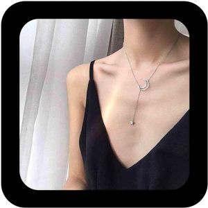 Kal-Colliers Boho Moon Y Lariat Collier Pendentif Étoile Doré Collier Croissant De Lune Y Lasso Collier Vintage Lune Ouverte Collier Chaîne Bijoux Pour Femmes Et Filles - Neuf