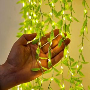 KAL-Guirlande Solaire Exterieur , Feuilles De Saule Guirlande Lumineuse Exterieure 100Led 10M/32Ft 8 Modii,Guirlande Solaire Étanche, Pour Mariage, Clôture,Noël, Fêtes, Décorations De Jardin - Neuf