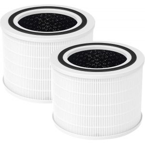CHECARZHN--NO1-Lot De 2 Filtres De Rechange, Compatibles Avec Purificateur D'Air Levoit Core 200S, 3 En 1 H13 True Hepa, Filtre À Charbon Actif De Rechange Core 200S-Rf, Blanc - Neuf
