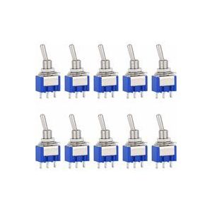 Lot de 10 mini interrupteurs à bascule 3 broches 2 positions AC 125 V 6 A, pour Arduino, voiture, camion, bateau, véhicule - Neuf