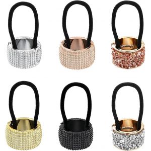 Kal-Manchette De Cheveux De Cercle En Métal Bande, Strass Scrunchies Titulaires Queue Cheval, | Très Doux Pour Les Cheveux | Anti Casse Anti Fourches | Accessoire Coiffure Stylé | 6 Pcs - Neuf