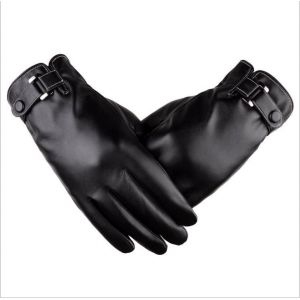 Homme En Cuir Gant, Hiver Chauds Mitaines Tactile Cachemire Doublure Gants Verser Conduite, Textos, Moto, Noir - Neuf
