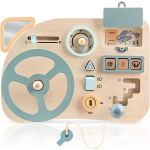 ChenQuanSarl-Montessori Busy Board Volant Voiture Enfant Jouet En Bois Jeux Educatif Jouet Enfant 2 3 4 Ans Garçons Fille - Neuf