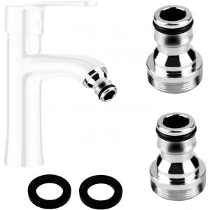 Adaptateur Robinet Tuyau Arrosage Connecteur Nez de Robinet Laiton M24 Adaptateur Robinet Cuisine pour 2 Pièces et Raccords de Tuyau D'arrosage Rapide Raccord Universel pour Robinet (Argenté) - Neuf