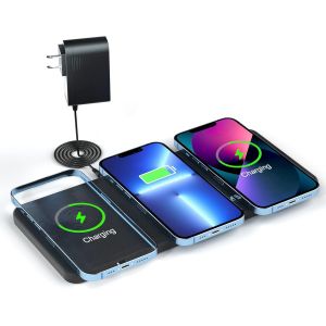 KALANKA-Chargeur Induction 3 en 1, Je 15W Wireless Charger Pad for iPhone 16/15/14/13/12/Pro/Max/Plus, AirPods 3/2 Pro, Station de Charge Maison/Bureau Chargement sans Fil(&iquest;Noir) - Neuf