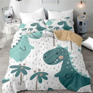 Ulteronixshop-Housse De Couette Enfant Parure De Lit 1 Personnes, Bleu Dinosaur Microfibre Housse De Couette 150x200cm+ 2 Taie D'oreiller 50x75cm - Neuf