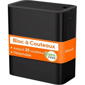 Mevronisshop-Bloc Sans Couteau Pour Jusqu'&agrave; 25 Pi&egrave;ces Avec Fente Pour Ciseaux, Support En Plastique Avec Drainage Et Pieds Antid&eacute;rapants - Neuf