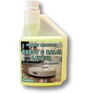 KGABERY-At 150 Produit Nettoyant Sol Pour Robots Laveurs De Sol,Concentré Détergent 500 Ml,Convient À Tous Robots Avec Réservoir D'Eau.Le Choix Anti-Calcaire,Pratique Et Économique (Doseur).(Eucalypt - Neuf