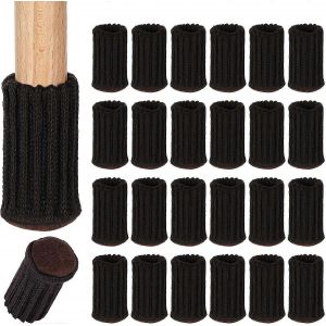 24pcs Chaussettes De Jambe De Chaise,Protecteur De Jambe De Chaise,Avec Coussin De Meuble Antidérapant (Noir) - Neuf