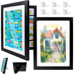 Meimie-Lot De 2 Cadre Pour Dessin Enfant,Cadre Dessin Enfant À Changer Pour Jusqu'à 150 Photos - Pour Décoration Murale Écoles Maisons Ou Bureaux,Noir - Neuf