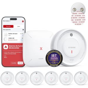D&eacute;tecteur de Fum&eacute;e Connect&eacute; avec Station de Base SBS50 avec Pad Adh&eacute;sif Magn&eacute;tique, Alarme Incendie Intelligent avec Dur&eacute;e de Vie de 10 Ans et Batterie Rempla&ccedil;able, Fonction APP, XS0D-MR61 - Neuf