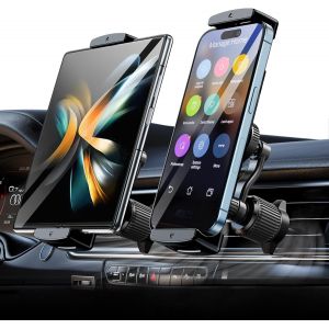 Z Fold Support de voiture avec long bras [Pas de blocage de la ventilation et ne tombe jamais] Z Fold Support de voiture pour iPad Pro Air Mini Z Fold 6 5 4 3, iPhone 15 14 et plus 4,7 &agrave; 12,9 - Neuf