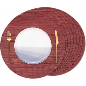 Eryi-Set De Table Rond Lot De 8, Fait En Vinyle Lavable Napperons Pour Cuisine Ou Pour Table À Manger Résiste À La Chaleur Dessous De Table Antidérapant Lavable 38 Cm De Diamètre - Neuf