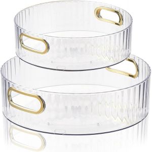 Tianyi-Lazy Susan Lot De 2 Organiseurs De Plateau Tournant À 360° Pour Réfrigérateur, Plateau Tournant À 360°, Organisateur Rotatif Pour Cuisine, Réfrigérateur, Garde-Manger, Commode (Transparent, 28 - Neuf
