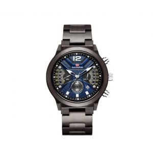 Montre Chronographe &Agrave; Quartz Avec Calendrier Lumineux, Bracelet En Bois Et Fermoir En Acier Inoxydable - Neuf