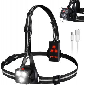 Acdsgd-Lampe De Course &Agrave; Pied - Eclairage De Poitrine Pour Course, Usb Rechargeable Led Lampe De Poitrine Avec 3 Modes D'&eacute;clairage Et Angle De Faisceau &Agrave; 120&deg; Lampe Running Pour Jogging, Camping, Coureurs - Neuf