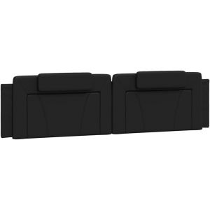Ulteronixshop-Coussin de T&ecirc;te de Lit Viana, Oreiller de Lecture avec Fermeture &agrave; Glissi&egrave;re, Coussin de Lecture pour Lit Chambre, Noir 200 cm Similicuir - Neuf