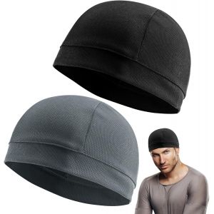 Kalanka-2 Pieces Casquette De Cyclisme Sous Casque Homme Bonnet Casque Skull Cap Coton Léger Fin Été Sleep Hats Liner Sweat Wicking Anti-Humidité Bonnet De Crâne Sport Hommes Femmes Pour Cyclisme Cou - Neuf