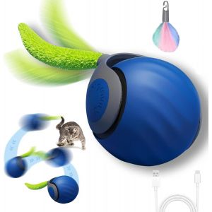 Balle De Jeu Interactive 2.0 Autoecho Pour Chat-Jouet Électrique Pour Chat-Deux Modes De Réglage-Rechargeable Par Usb-Avec Queue De Rechange Pour Chien/Chat-Bleu - Neuf