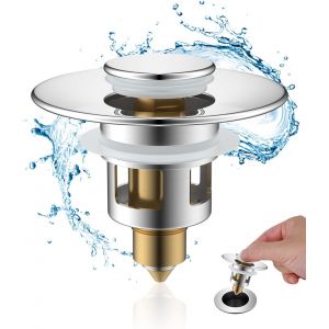 YEMAESRE-Bonde Lavabo Universel Pop-Up, Bouchon Lavabo Salle De Bain, Bouchon Evier Cuisine (25-46Mm), Filtre De Vidange Anti-Bloqué Et Anti-Clogging,Flitre Cheveux Anti-Odeur Pour Trous De Drainage - Neuf