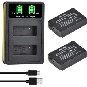 MEVRONISSHOP-1800mAh 2Pcs LP-E12 LP E12 Batterie + LCD Double Chargeur USB pour Canon LP-E12 et EOS M, EOS M2, EOS M10, EOS M50, EOS Rebelle SL1, EOS 100D appareils Photo num&eacute;riques - Neuf