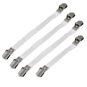 MEVRONISSHOP-Fixations pour Housse de Planche &agrave; Repasser en Fer Blanc, 4 pi&egrave;ces &iquest; Clips pour Housse de Planche &agrave; Repasser, draps et nappes - Neuf