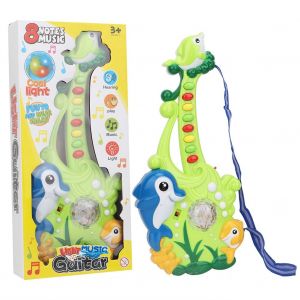 Jouet guitare dauphin mignon pour enfants, instrument de musique educatif (vert) - Neuf