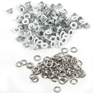 100sets 4mm Rond En Métal Oeillets Scrapbooking Carte Trou En Cuir Artisanat Vêtement Accessoire (Blanc) - Neuf