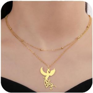 Kal-Collier Phoenix Pour Femmes Collier Pendentif Oiseau De Feu Phoenix En Acier Inoxydable Pour Hommes Cadeaux De Bijoux Tendance - Neuf