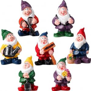 MEVRONISSHOP-Nains de jardin miniatures, statue de jardin féerique, 7 pièces de 5 cm, décoration de nains de jardin, gnomes de jardin, mini nains de jardin résistants aux intempéries - Neuf