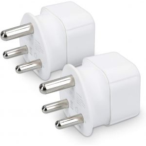 JGD-2X Adaptateur Voyage Afrique du Sud - Adaptateur Compact pour Fiche Schuko vers Type M - Compatible Prise Mozambique N&eacute;pal Botswana - Blanc - Neuf
