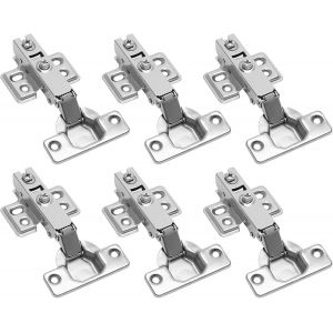 6 Pi&egrave;ces Charniere Porte de Placard Cuisine avec Amortisseur, Charni&egrave;re Invisible Recouvrement Total pour Armoires, Penderies et Biblioth&egrave;ques - Neuf