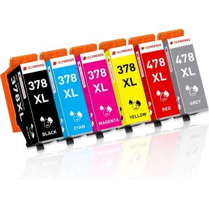 378XL 478XL Cartouches d'encre Compatibles avec Epson 378 478 XL Multipack pour Expression Photo HD XP-15000 XP15000 XP 15000 Imprimante, 6-Couleurs (Rouge, Gris, Noir, Cyan, Magenta, Jaune) - Neuf