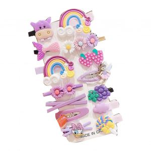 Lot De 14 Barrettes A Cheveux Pour Enfants, Jolies Et Exquises, Ideales Pour La Vie Quotidienne Et Les Voyages, Couleur Violette - Neuf