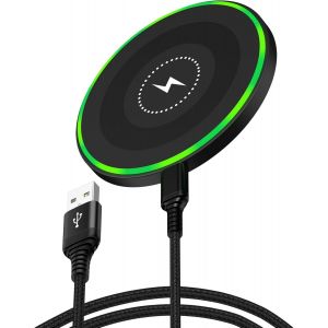 Njmks-Chargeur Sans Fil Pour Samsung Galaxy S25 Ultra/S25/S24 Fe/S23/S22/S21/S20/S10/Z Flip 6 7, 15 W Max Fast Wireless Charging Pad Pour Google Pixel 9 Pro 8a 7 6 Iphone 16 15 14 13 12 Chargeur Sans - Neuf