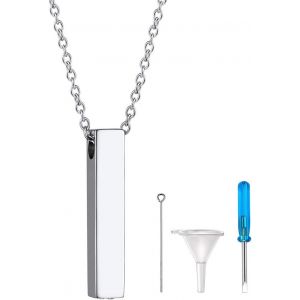 Kales-Jewelry Femme Collier Urne Funéraire En Acier Inoxydable/Plaqué Or,Pendentif Colonne Avec Chaîne De 50+5cm Pour Cendres Crémation - Neuf