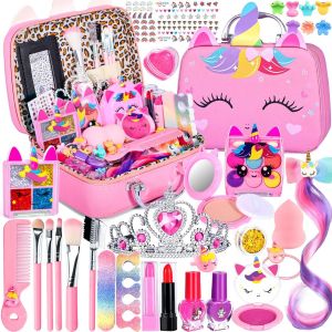 32PCS Malette Maquillage Enfant,Maquillage Enfant Jouet Filles,Kit Maquillage Filles,Maquillage Enfant Fille Non Toxique,Coffret Maquillage Enfant Cadeau pour Enfant Fille - Neuf