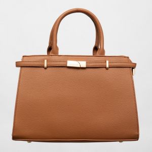 Sac thumette trap&egrave;ze avec clip dor&eacute; 32x13x22cm Femme GEORGES RECH - Neuf
