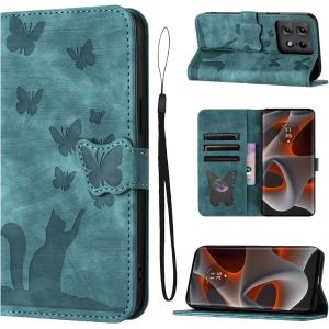 Kal-Housse Protection Pour Motorola Edge 50 Pro 5g 6.7 Pouces Mat&eacute;riau En Cuir Pu Coque Motorola Edge 50 Pro Avec Fentes Pour Cartes Motorola Edge 50 Pro Coque Avec Longe Anti Perte Vert - Neuf