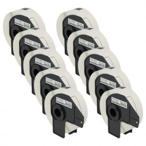 vhbw 10x Rouleau d'étiquettes + support 29mm x 90mm (400 étiquettes) compatible avec Brother PT QL-800, QL720NW, QL-810W étiqueteuse blanc - Neuf