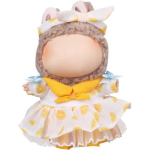 2pcs Vêtement Poupée PelucheKawaii Vêtement Doudou Robe Jaune Poupée Vêtements avec Bandeau pour Jouet en Peluche de 17cm(Uniquement des Vêtements) - Neuf