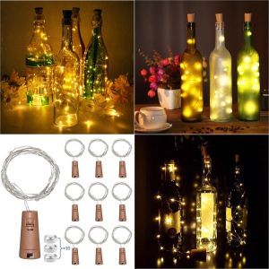 TRAHOO-Bouchon Lumineux Blanc Chaud pour Bouteille, 20 LEDs 2M Guirlande &eacute;tanche, Lumi&egrave;res pour Bouteilles de Vin, LED Bouteille Bottle Light, D&eacute;coration pour No&euml;l F&ecirc;te, 10 pi&egrave;ces - Neuf