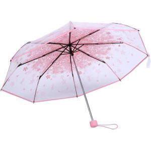 Pluie Parapluie,1 Pc Transparent Pliant Parapluie À La Mode Princesse Parapluie C-Herry B-Lossom Quatre Couleurs(Rose) - Neuf
