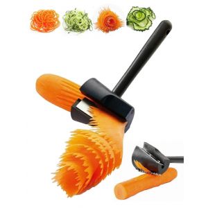 Bigoudi Et Éplucheur De Carottes,Carotte Noire Spirale Déchiqueter Trancheuse Légumes Racines Fruits Taille-Crayon Garniture Outil-Bien - Neuf