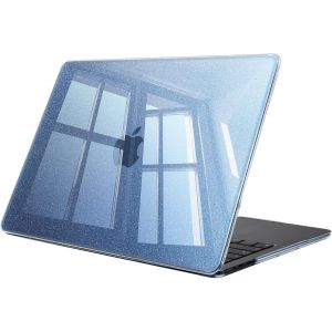 Coque Compatible Avec Macbook Air 13.6 Pouces M4 M3 M2 (A3240/A3113/A2681, 2025/2024/2022) - Coque Fine Et L&eacute;g&egrave;re &Eacute;tui Rigide Housse En Plastique, Bleu Perle Paillette - Neuf