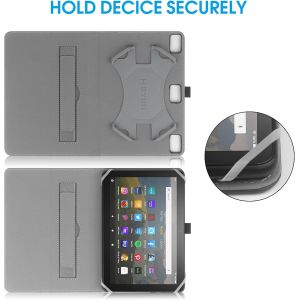 &Eacute;tui Universel Pour 7-8 Pouces Tablette Fire Hd 8/Hd 8 Plus Avec Bande De Fixation En Silicone R&eacute;glable Support Folio Et Dragonne Pour 7""-8"" Samsung Android Tablette-Violet - Neuf