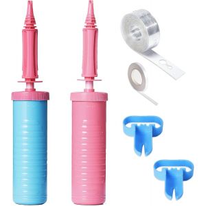 SJZG-Lot De 2 Pompes &Agrave; Ballons Avec Bande D'Arche De Ballons, 2 Noeuds De Ballons Et Ruban, Gonfleur &Agrave; Double Action, Pompes &Agrave; Air Pour Ballons, Ballons De Yoga, Arche De Ballons - Neuf